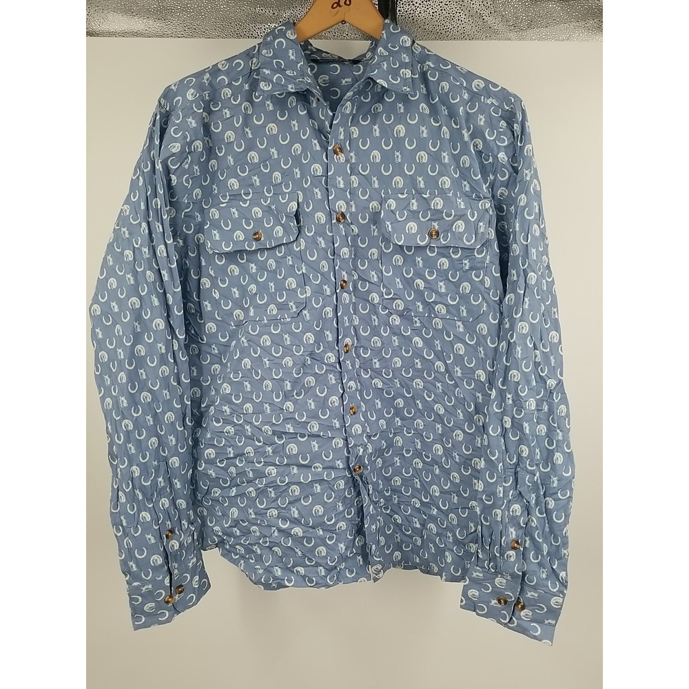 Mountain And Isles Shirt Mens Medium Horse Button Down‎ Long Sleeves Casual